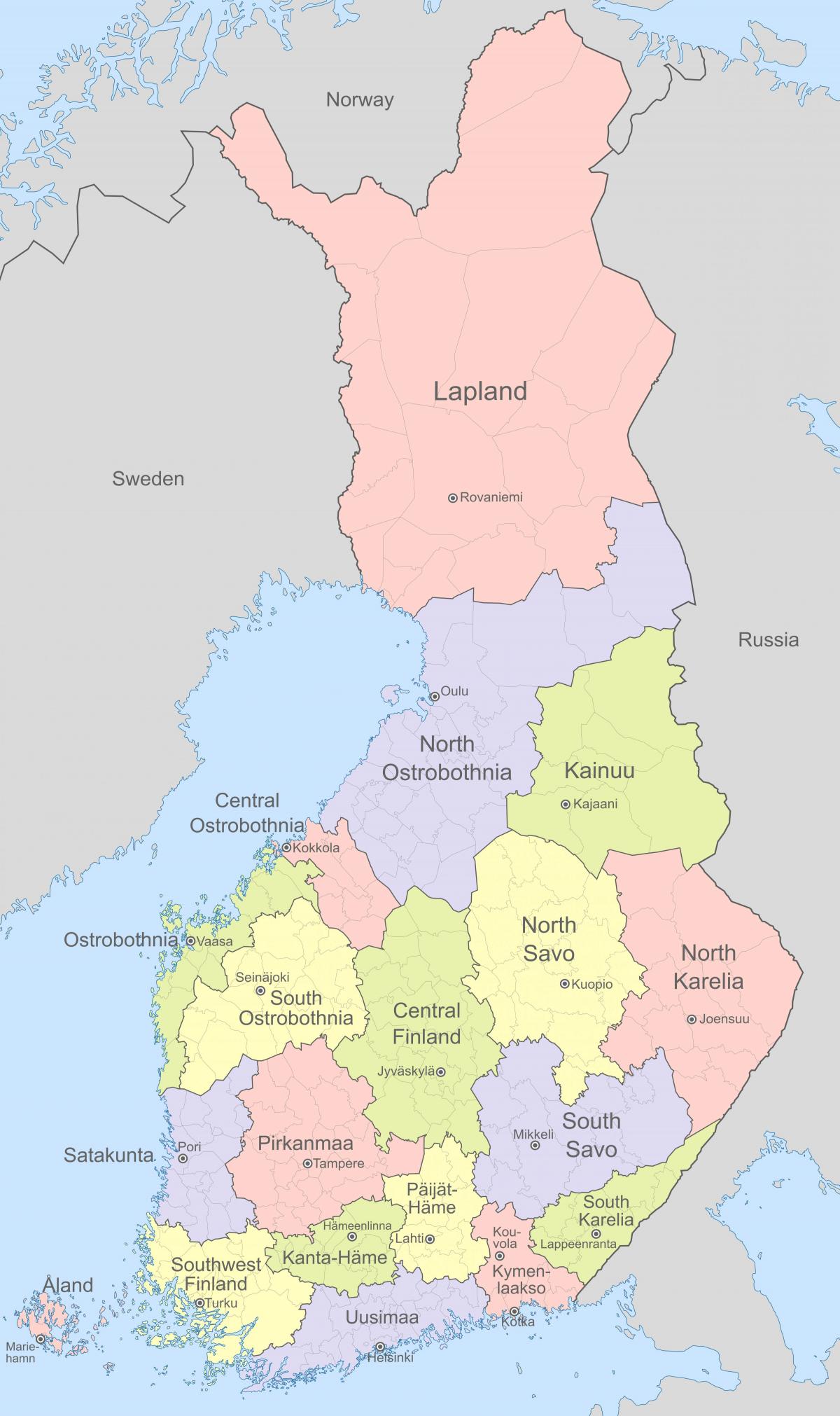 Mapa de zonas de Finlandia